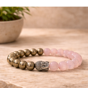 Natural Rose Quartz & Pyrite Bracelet
