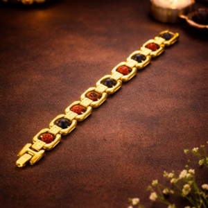 Metal Ruduraksha And Karungali Bracelet - Gold
